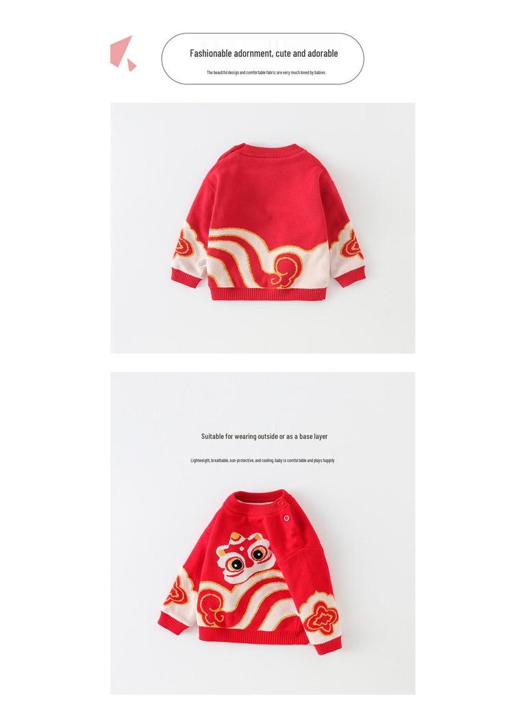 Winter 2024 Girls' Sweater: Thick Fleece-Lined Knitwear for Kids