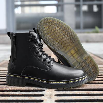 Newest Couple Winter Boots Men Snow Boots Genuine Leather Mens Warm Winter Boots Punk Motorcycle Man Shoes Thick Heel Outdoor Shoes