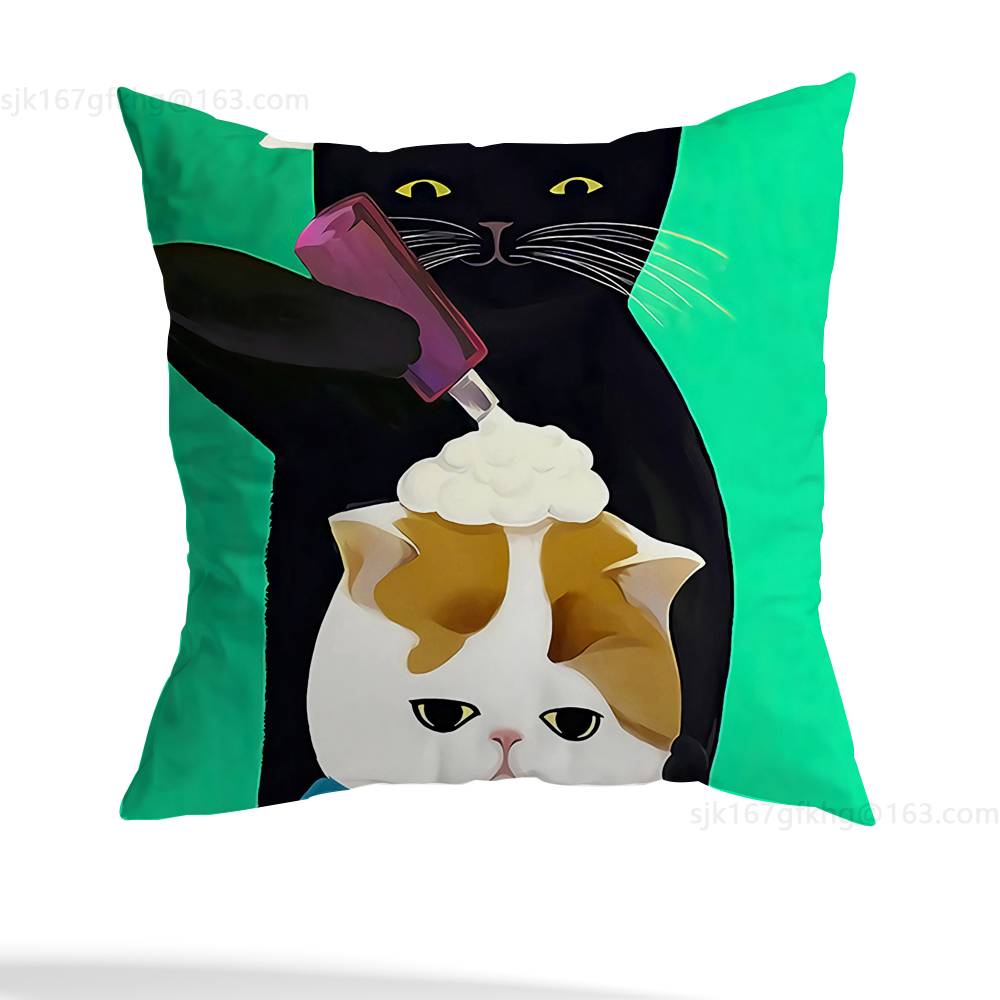 Funny Barber Dog Cute Pillow Case Square Double-Sided Printing Short Plush Sofa Cushion Cover Bedroom Bedside Pillow