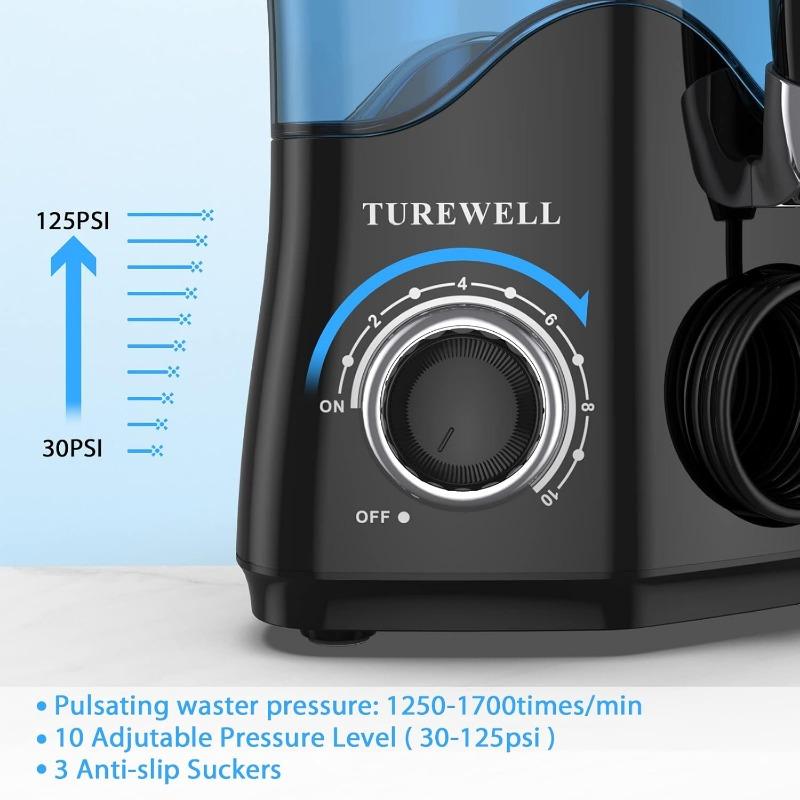 Water Dental Flosser for Teeth/Braces, Water Teeth Cleaner 8 Jet Tips and 10 Pressure Levels, 600ML Large Water Tank