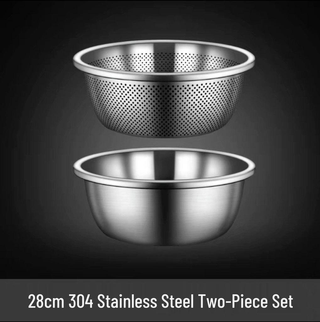 Durable 304 Stainless Steel Multi-Purpose Kitchen Basin: Noodle, Soup, Vegetable Wash, Egg Beating, and Seasoning Jar.