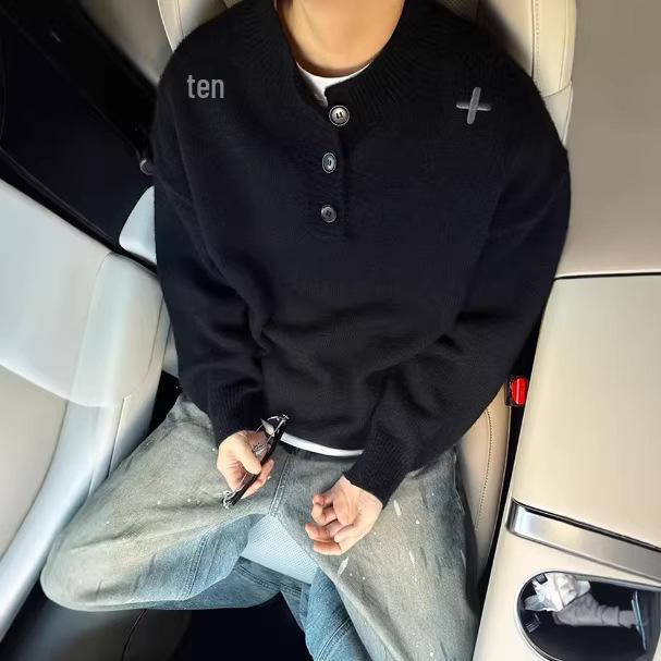 Henry Collar Men's Autumn/Winter Casual Sweater - High-End Knitwear Inner Layer