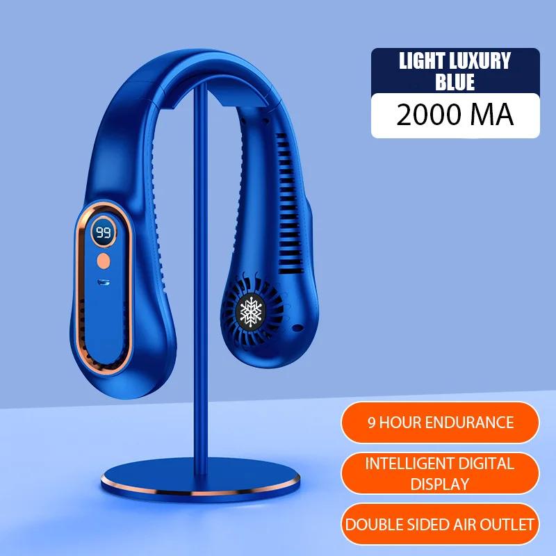 Hanging Neck Fan Portable Bladeless Neck Fan Rechargeable Air Cooler Digital Display Mini Summer Sports Fans Portable Fan Neck