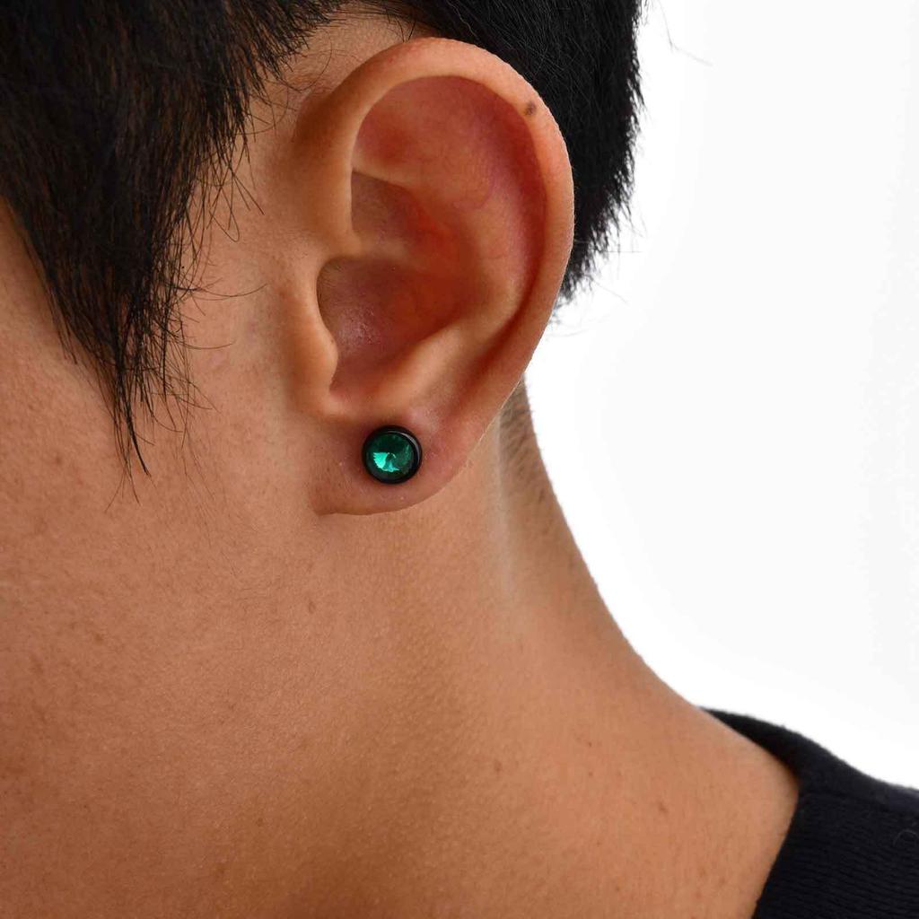 Anti Allergy Round Zircon Stud Earring for Men,AAA CZ Stone Stainless Steel Ear Stud,Hip Hop Classic Jewelry Gift