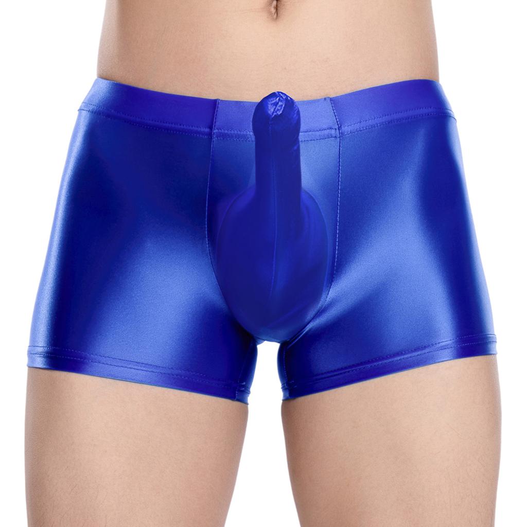 Herren Glänzende Atmungsaktive Unterwäsche Niedrige Leibhöhe Scheide Beutel Elastischer Bund Slips Bade-Schlaf-Shorts