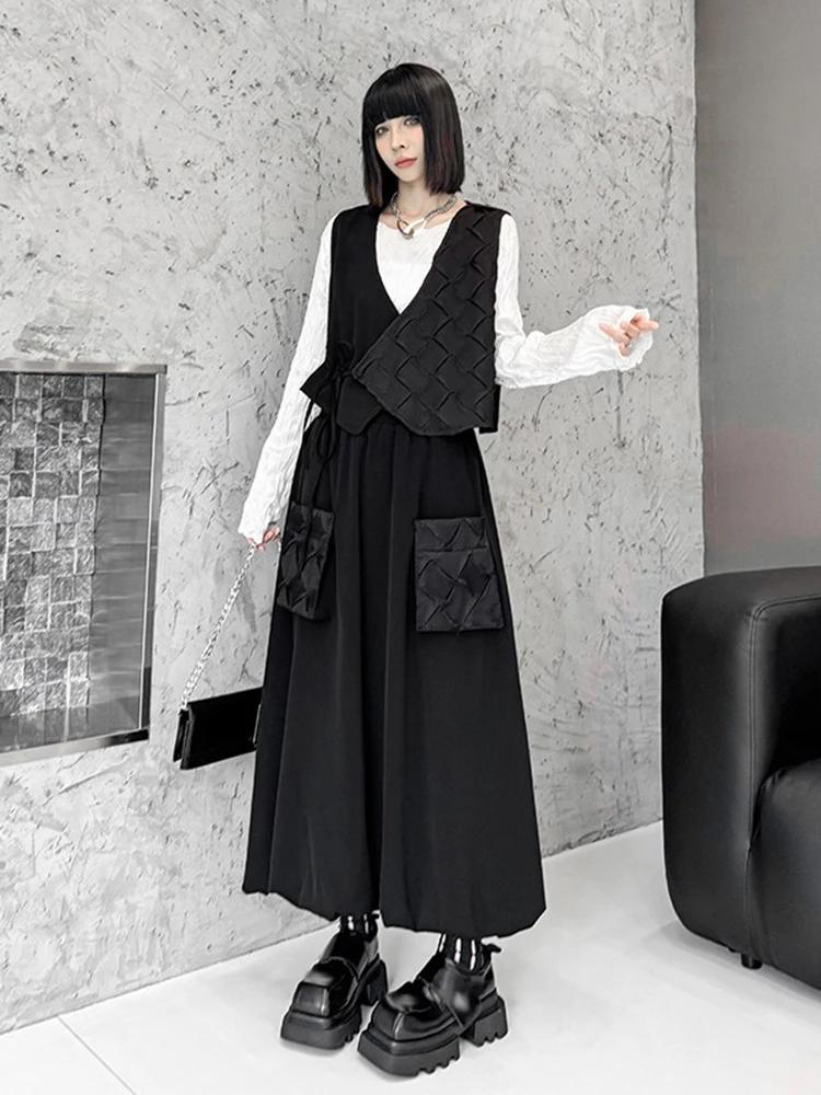 Xitao Solid Color Patchwork Dress LJ1076