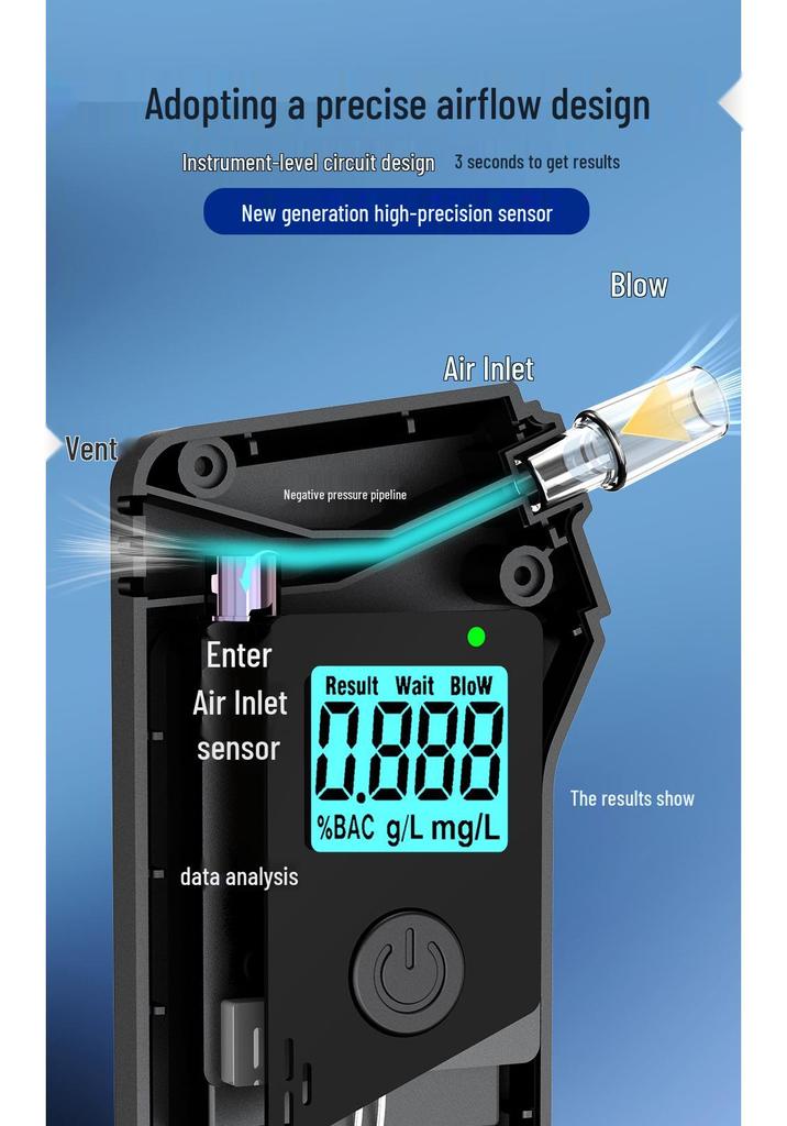 Portable LED Breathalyzer for Car and Home BAC Testing