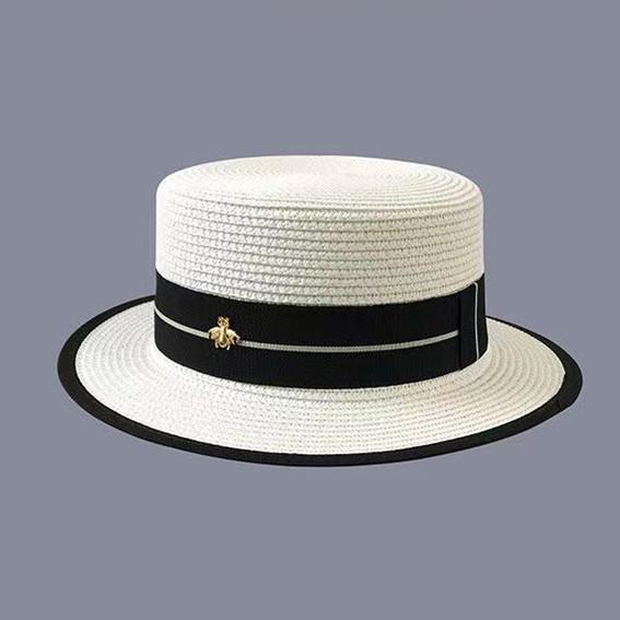 Fashion straw hat women's beach seaside vacation straw hat sun hat sun protection sun hat top hat new flat top hat