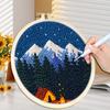 CHENISTORY Landschaft DIY Punch Needle Stickerei Starter-Sets Für Anfänger Sternennacht DIY Stickerei Set Garnmalerei Kunst