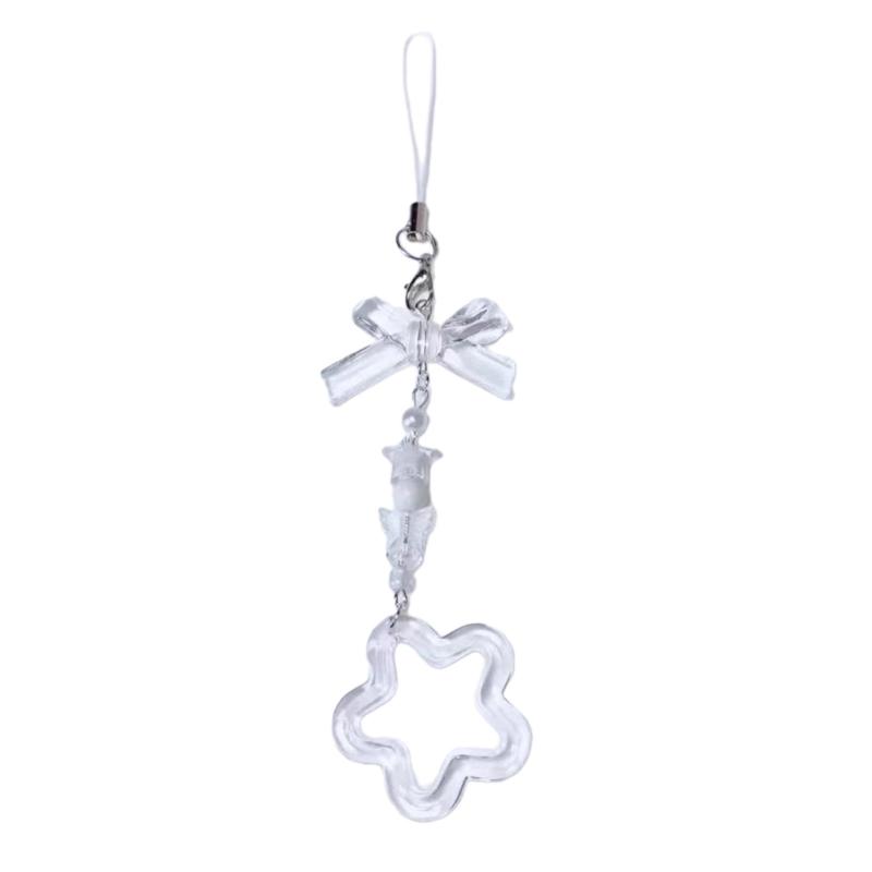 Butterfly Beaded Phone Lanyard Bowknot/Star Wrist Strap Detachable Phone Chain Keyring Portable Accessory for Women