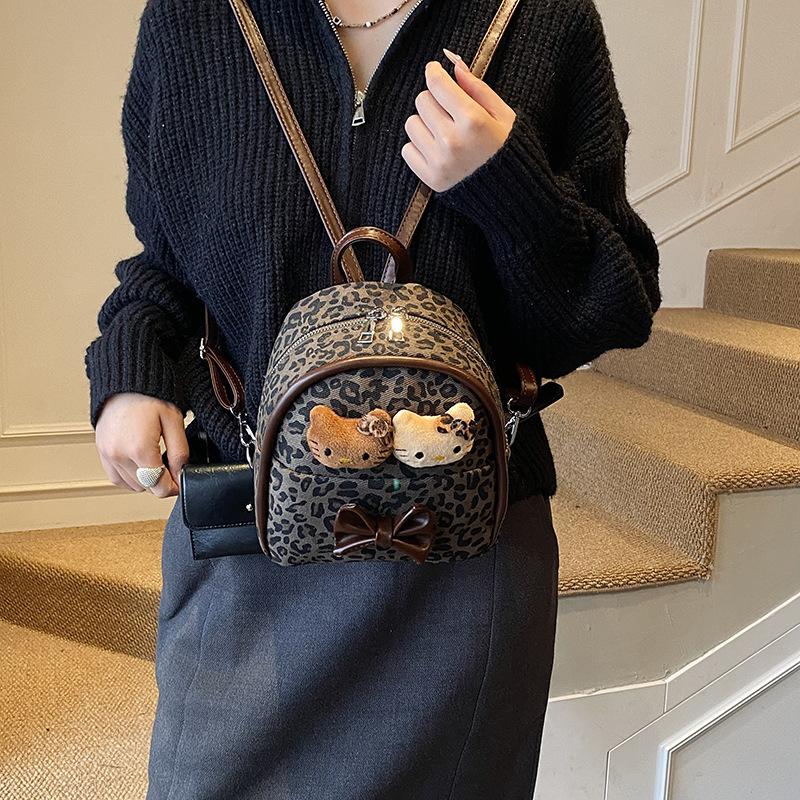 Cartoon Cute Kitten Boys And Girls Small Schoolbag Kindergarten Baby Backpack Trendy Cool Leopard Print Children'S Backpack