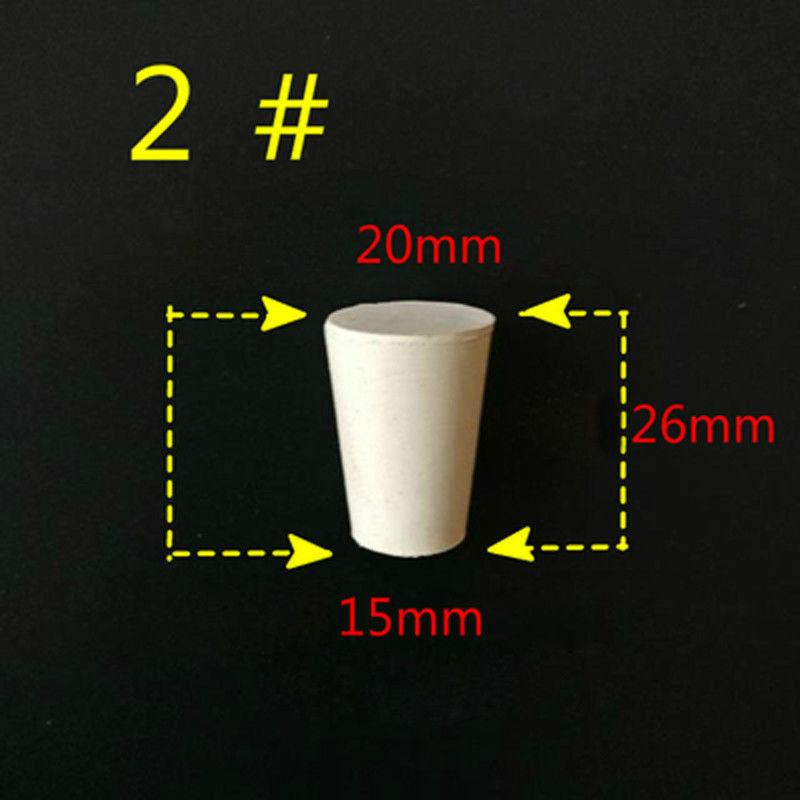 1/5/10pcs White Laboratory Wine Bottle Rubber Plug Pipe Push-in Sealing Plug Tapered Hole 23 Assorted Size 000#-20# Assortment 7