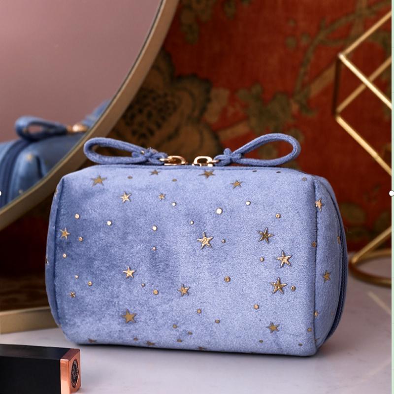 Luxurious Flannel Starry Clutch Makeup Bag For Travel And Cosmetic Storage