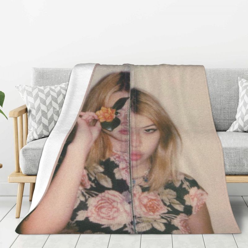 Custom Beabadoobee Blanket 3D Printed Soft Flannel Fleece Warm Fake It Flowers Cover Throw Blankets for Car Bed Sofa Quilt