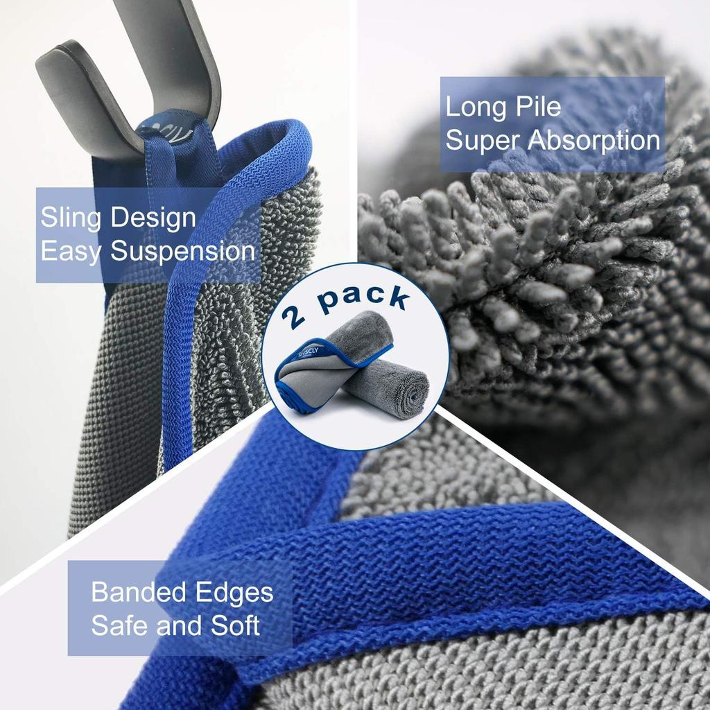 SHSCLY Microfiber Car Wash Super Cleaning and Wiping Dryer Towels, Absorbent, Cloths, Cloths, 2-Pack