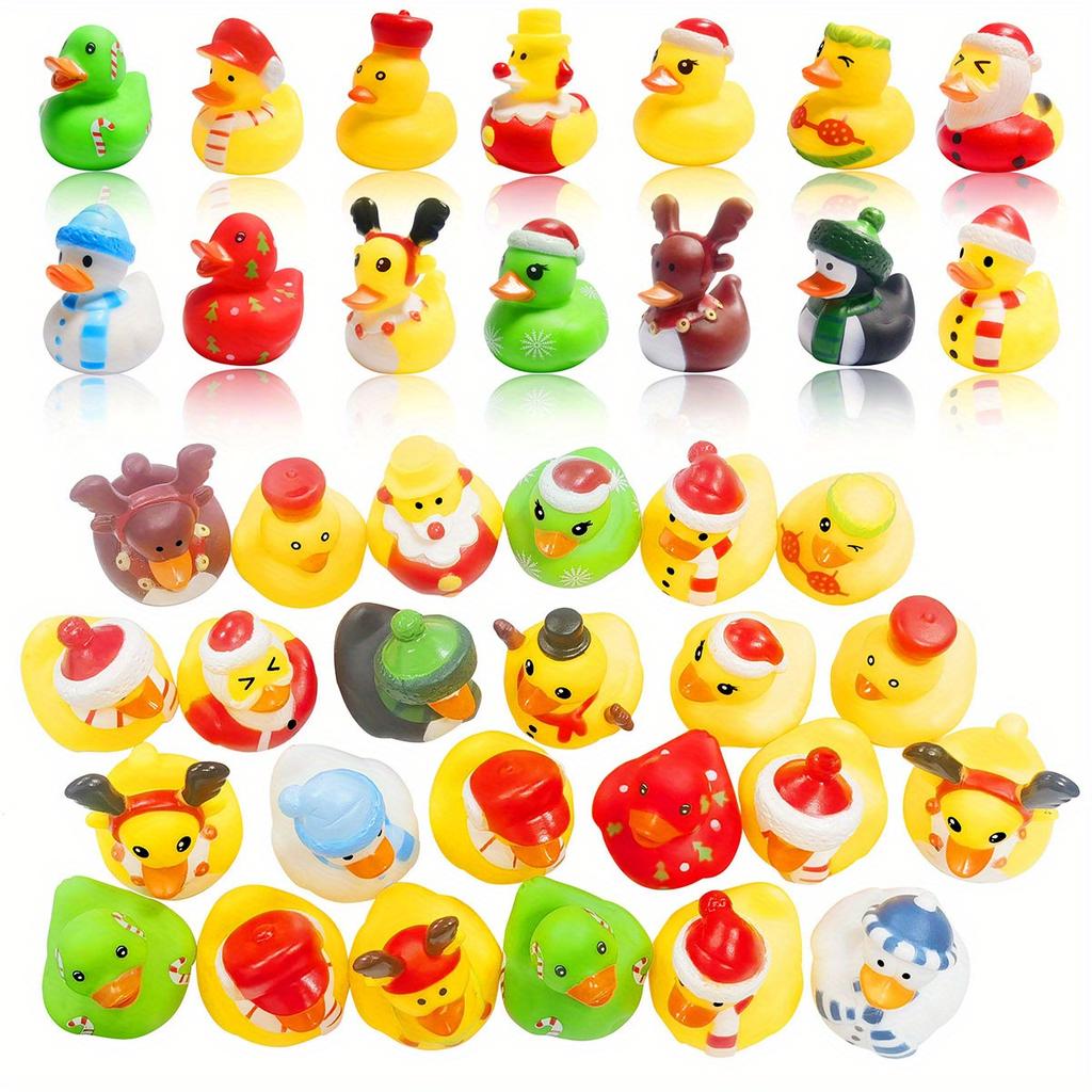 12pcs Rubber Duck for Christmas Party Assortment Ducks Bulk Mini Rubber Duckies for Kids Birthday Best Giving Gifts Party Favors