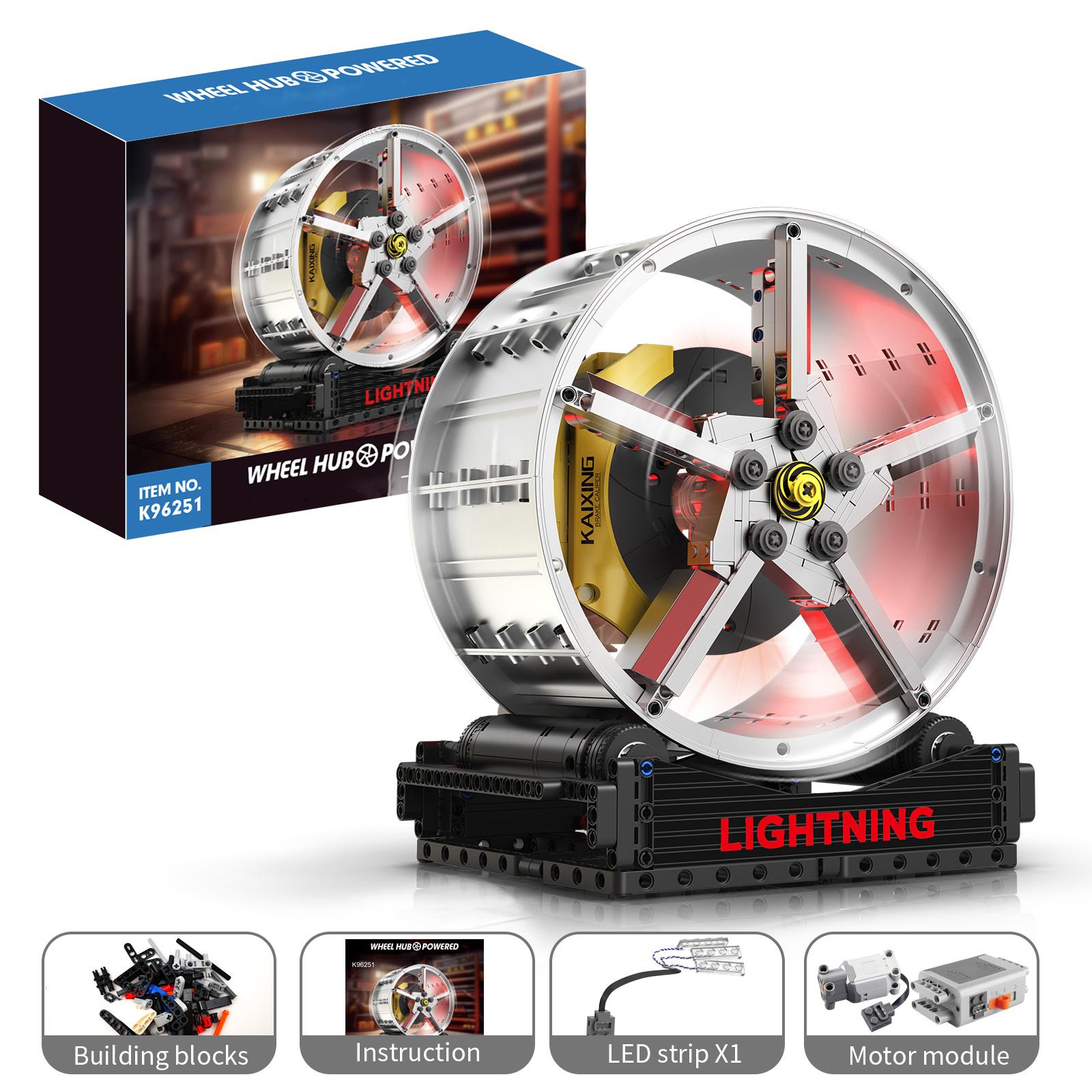 

857Pcs Electric Light Racing Car Brake Wheel Moc Building Blocks Set Desktop Toy Ornament Model Assembly Kids Birthday Gift