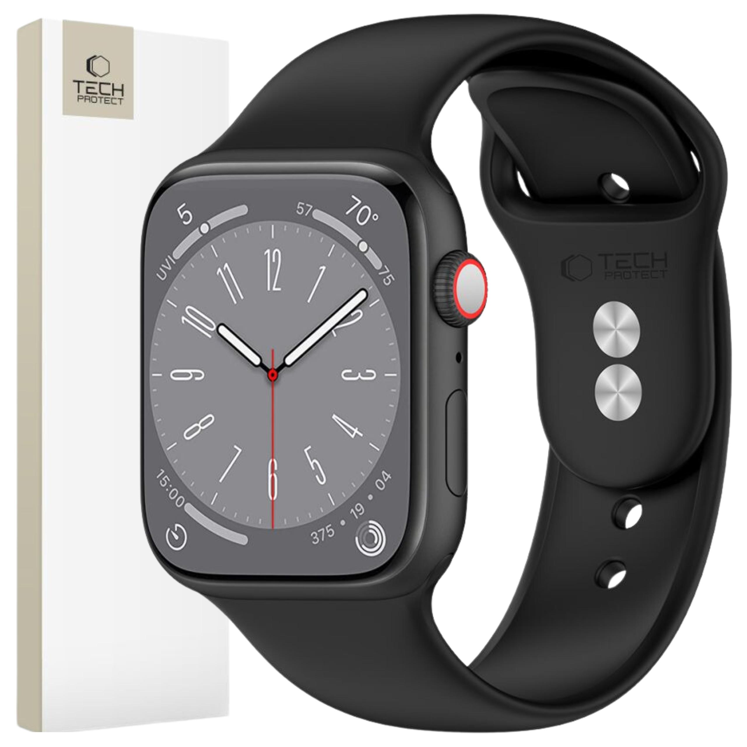 Tech-Protect Silicone Apple Watch 4 / 5 / 6 / 7 / 8 / 9 / Se (38 / 40 / 41 Mm) Black