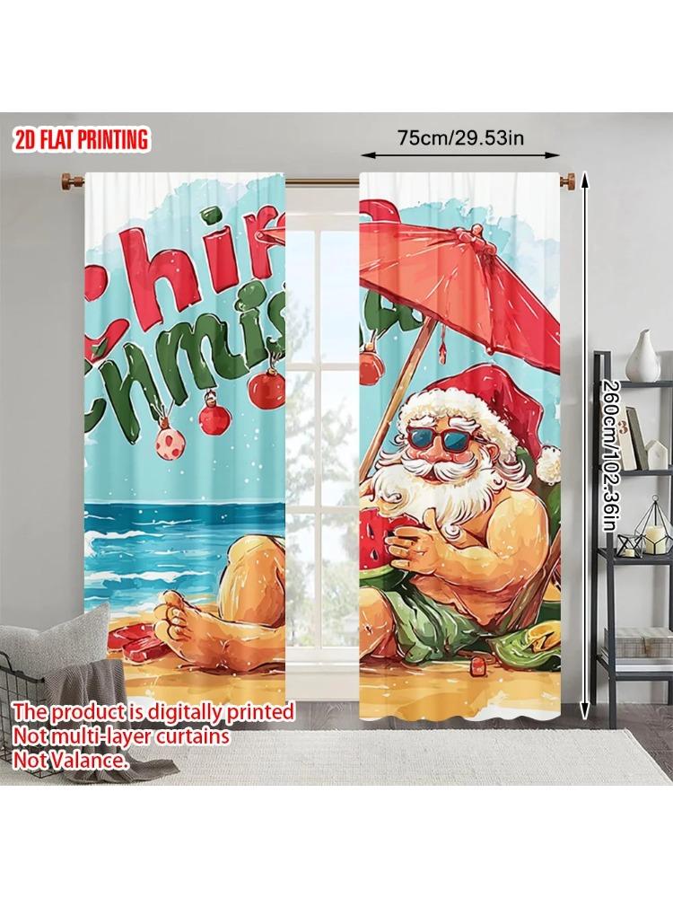 

2pcs plane printing Minimalist Curtains Glasses & Watermelon Versatile Polyester Fabric (without rod) Home Decor Ldeal for 100*130 Grommet Top 1pcs