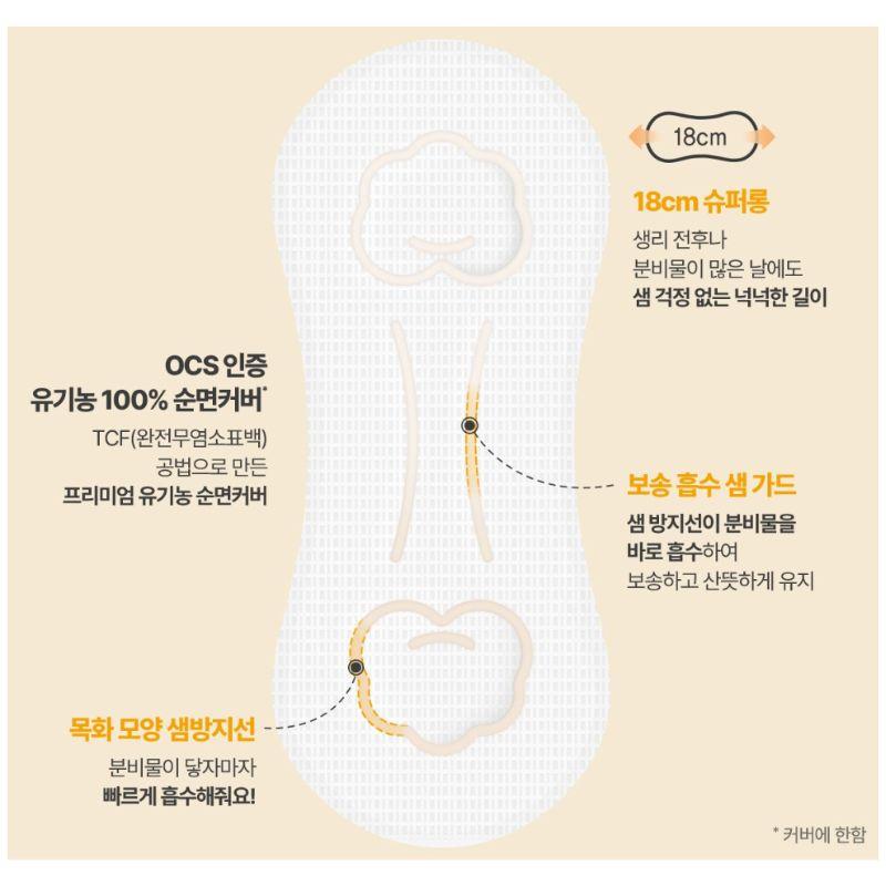 Pure Cotton Organic Cotton Cover Long Panty Liners 18cm Daily Feminine Care Korean Panty Liner