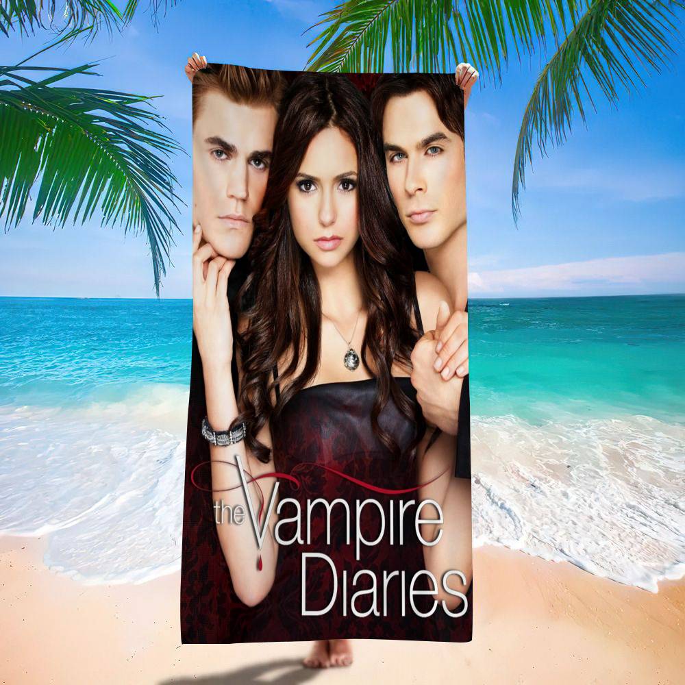 Klassischer Film The Vampire Diaries Mikrofaserdecke Schnelltrocknend Strandtücher Übergröße Druck Super Saugfähig