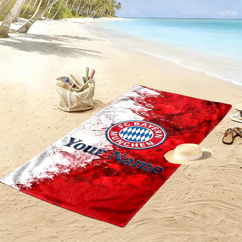 Asciugamano da Spiaggia Personalizzato con Nome FC Bayern Monaco, Grande Morbido Asciugatura Rapida per Spiaggia Campeggio Nuoto -HE213