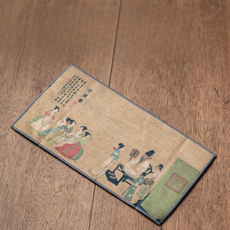 Chinese Style Guochao Creative Rectangular Tea Banquet Thickened Absorbent Tea Towel Kung Fu Tea Ceremony Accessories