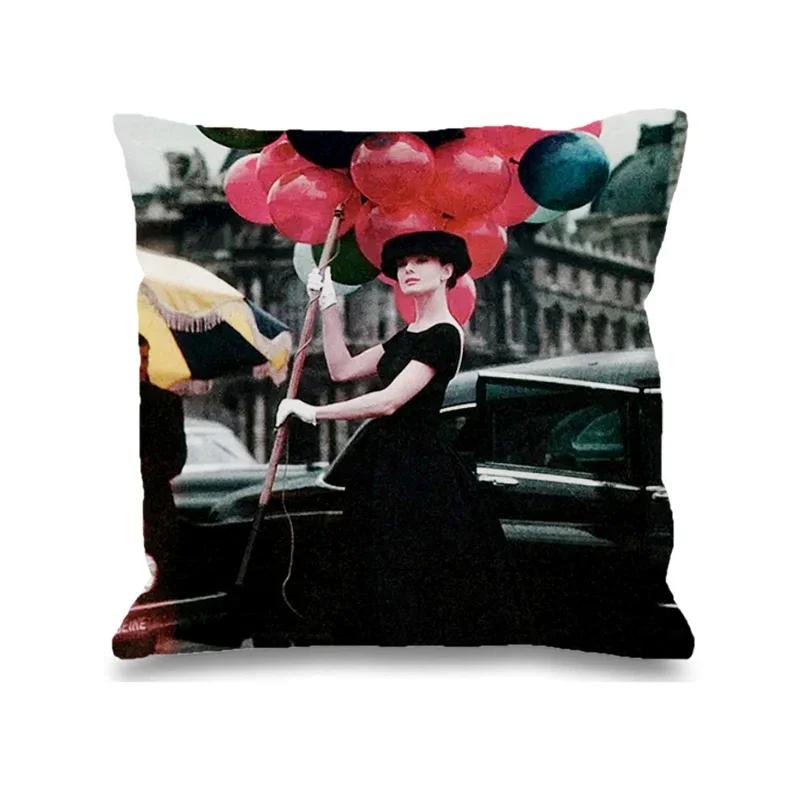 Audrey Hepburn Kissen Stuhlkissen Heim und Dekoration Doppelbettwäsche Kissenbezug Dekor 40x40 Kissenbezüge Dekorative Hülle