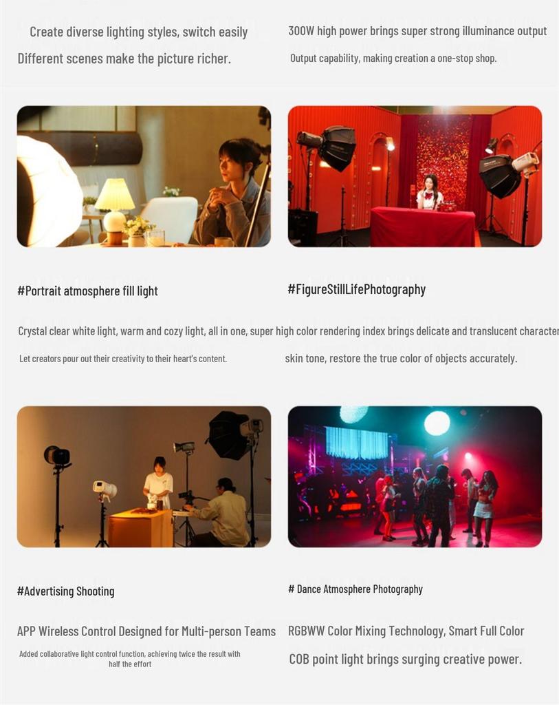 Aputure Amaran 300c Full-Color 300W Soft Spotlight for Video/Live Streaming.