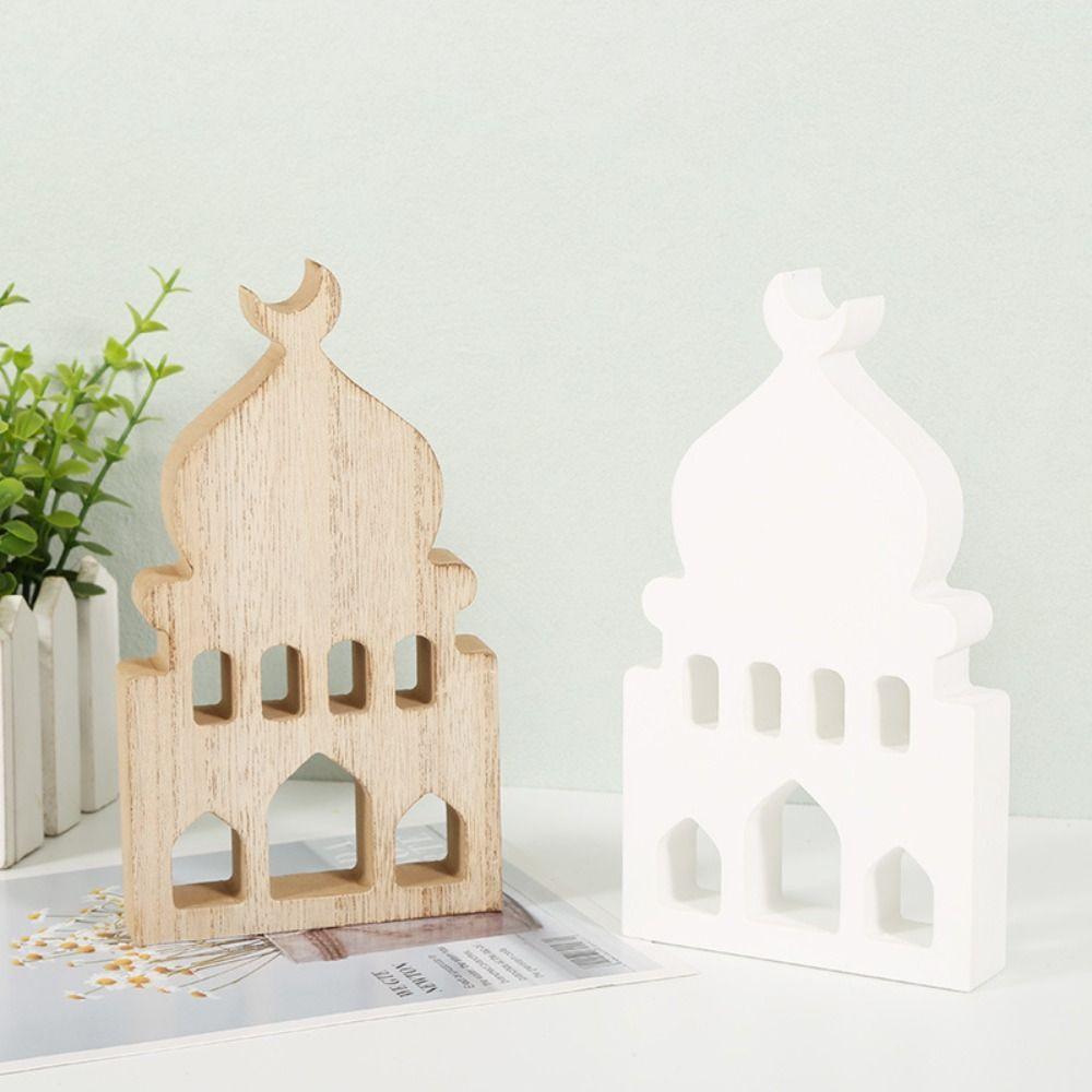Wodden Ramadan Wooden Ornament Handmade Eid Party Props Simple Eid Mubarak Ornament  Scene Props