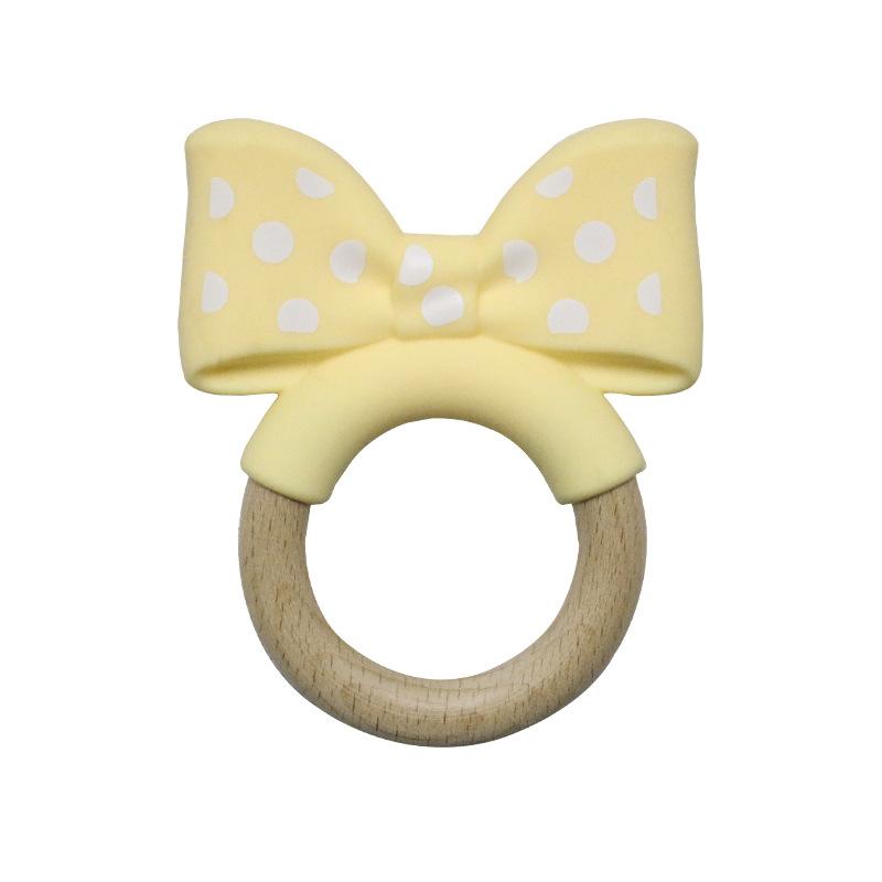 Non-Toxic 1Pc Baby Silicone Teether Toy Bpa Free Infant Wooden Ring Health Care Teething Chewing Toys Newborn Gifts For Baby Accessories