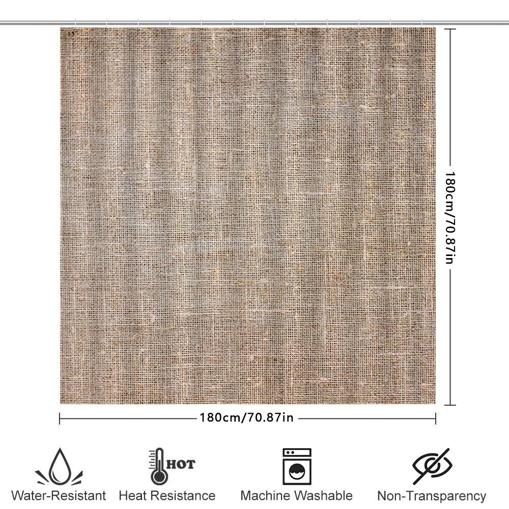 Duschdraperi i naturmaterial linne med rustik vävd design mjukt vattentätt tyg för badrumsinredning