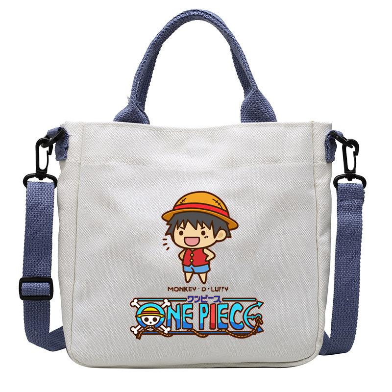 One Piece Canvas Bags Luffy Cartoon Anime Figures Print Shoulder Bag Outdoor Large Capacity Trendy Crossbody Handbag Gifts Poseable Articulated Scale