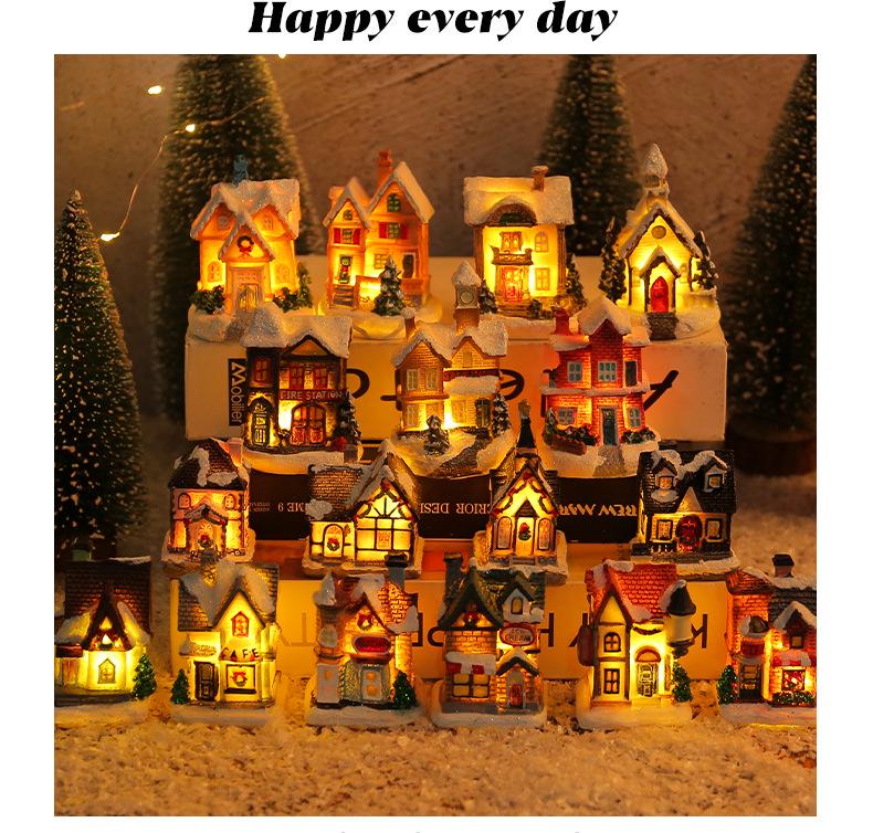 Port of Love Christmas Resin Cottage Luminous Table Ornaments