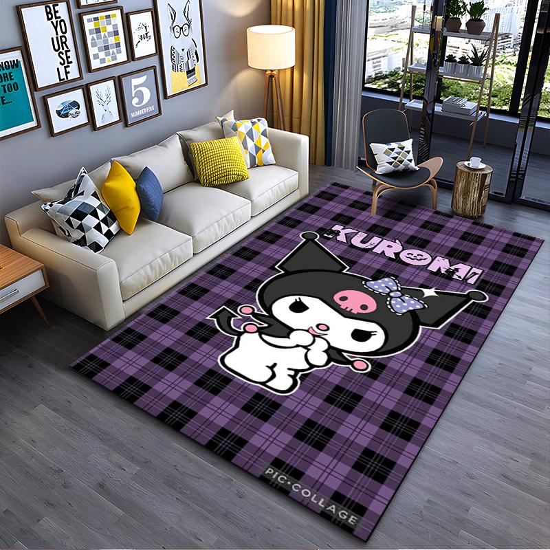

Cartoon Kuromi Character Purple Plaid Carpet for Living Room Decor Suitable for use as an anti-slip for living room bedroom sofas 40x60cm( 15x23in )