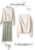 Women's 100% Pure Wool V-neck Cardigan with Side Buckle - Autumn/Winter Long-Sleeve Knit Top
