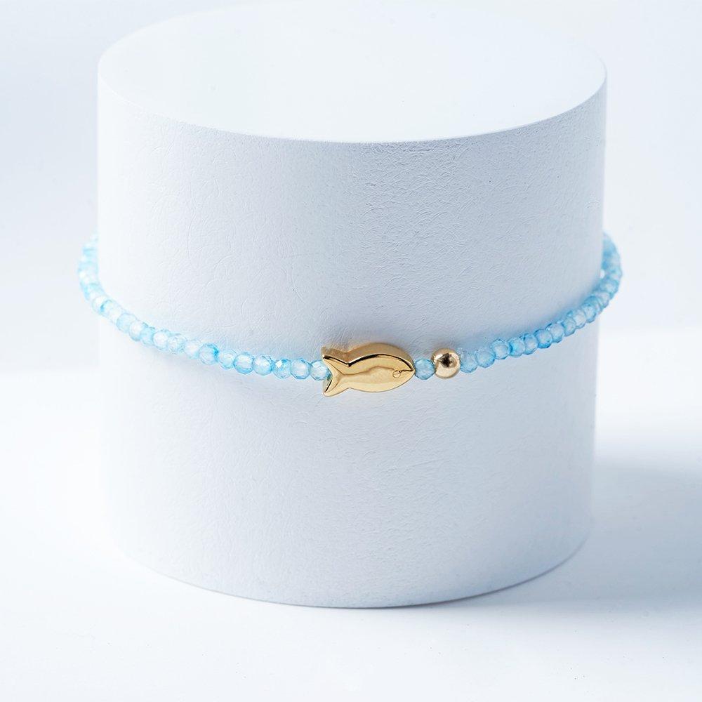 14K Dori Stone Bead Bracelet (Coral, Agate, Aquamarine)