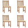 Chaises de jardin lot de 4 avec coussins Bois de teck massif