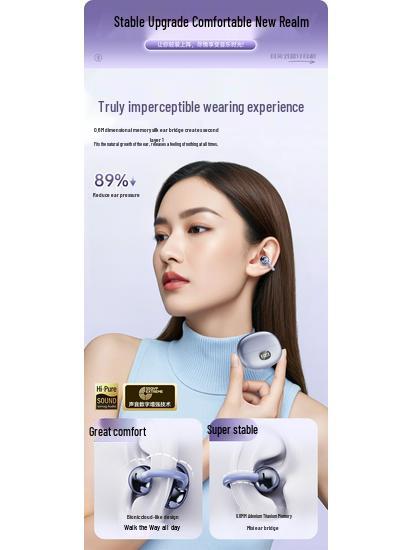 S6pro Wireless Open-Ear Bluetooth Earphones with Digital Display - Compatible with Huawei Cross-Border
