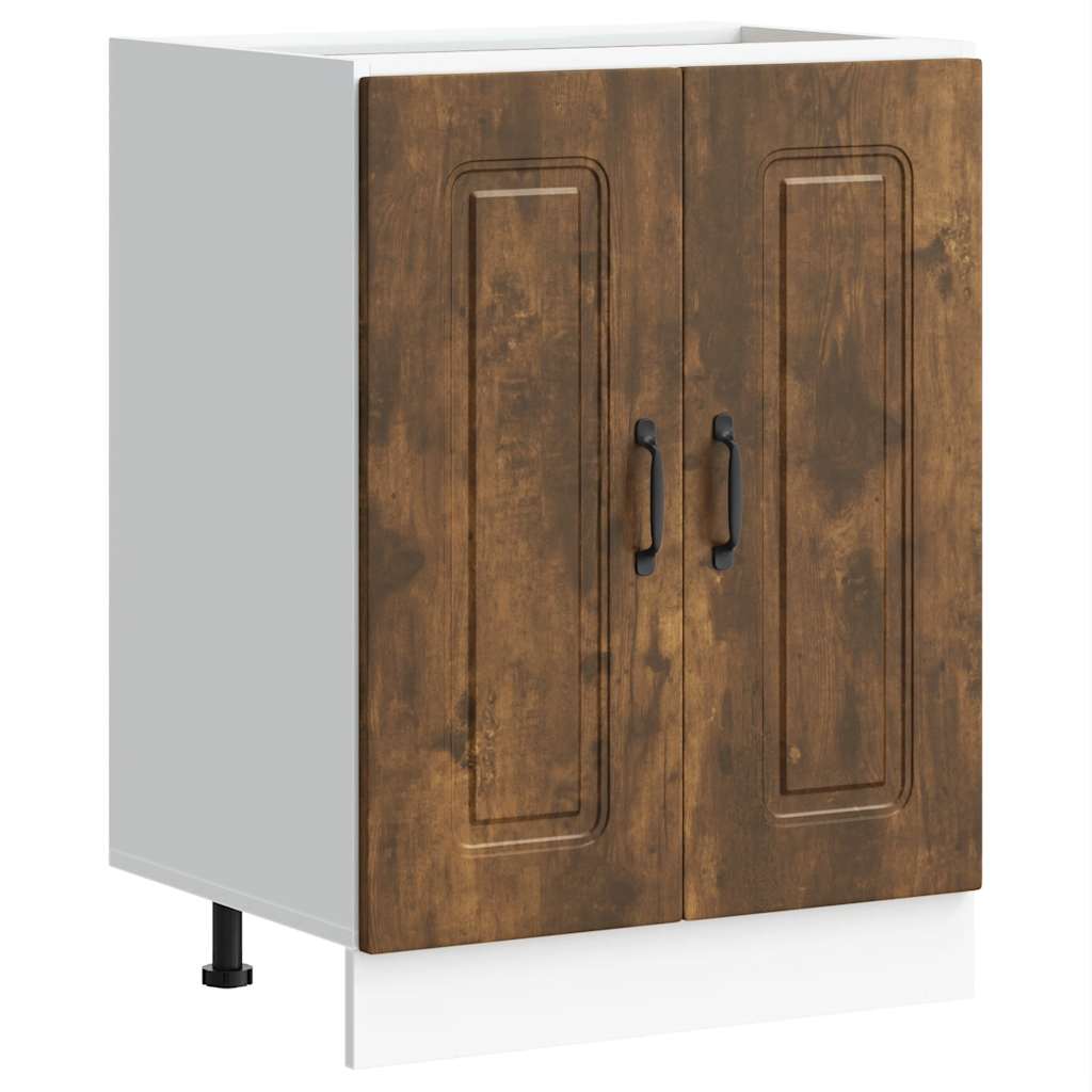 Kalmar Kitchen Base Cabinet In Smoked Oak Finish 60 X 46 X 81.5 Cm