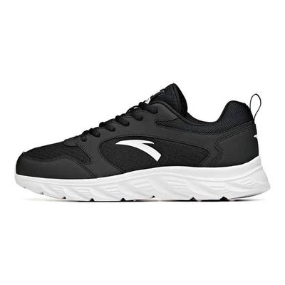 Fashionable Comfortable Fabric Leather Shock Absorbing Non-Slip Low-Top Running Shoes Men Sneaker Black White 912525502F-6