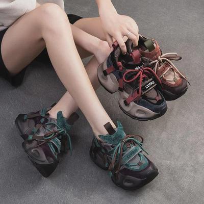 Shanghai Jiechu 2024 Fall/Winter Women's Sports-Style Platform Dad Shoes: Colorful, Height-Boosting, Versatile, Casual Footwear