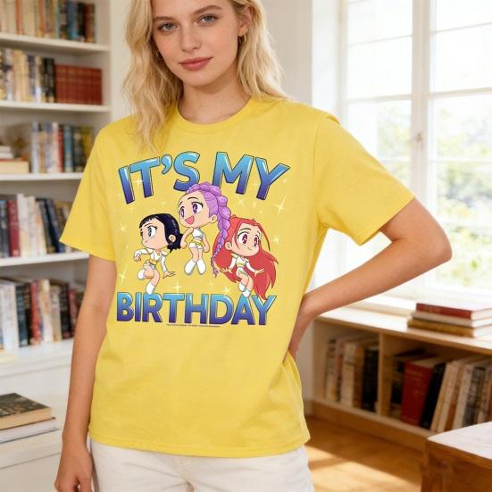Tee Shirt Round Neck Short Sleeve Cartoon Anime Pattern Women T-shirt Loose Fit Breathable