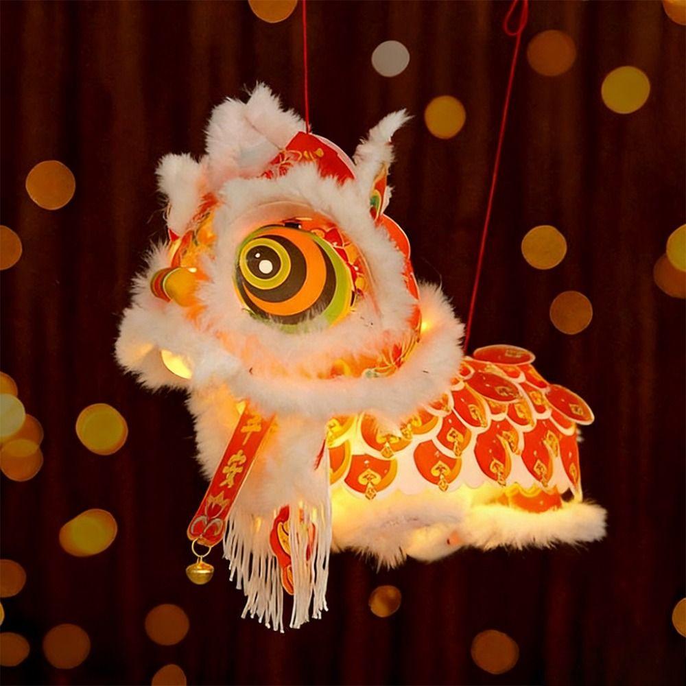 DIY Material Package New Year Lion Dance Lantern Waterproof with Tassel Ancient New Year Lantern Hanging Ornament