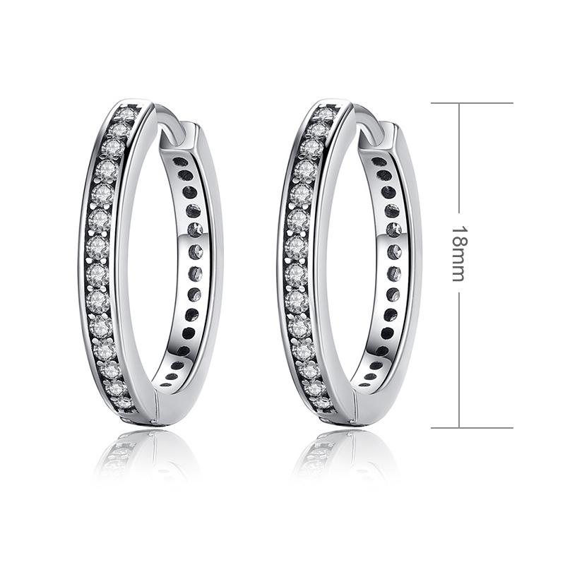 BAMOER 925 Sterling Silver CZ Simple Female Hoop Earrings Jewelry for Women Sterling Silver Jewelry PAS456