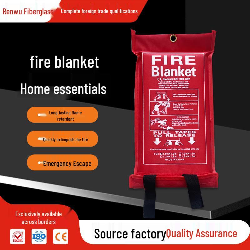 Fiberglass Fire Blanket for Firefighting, Outdoor Use, Restaurants, Hotels, and Self-Rescue 1m x 1m