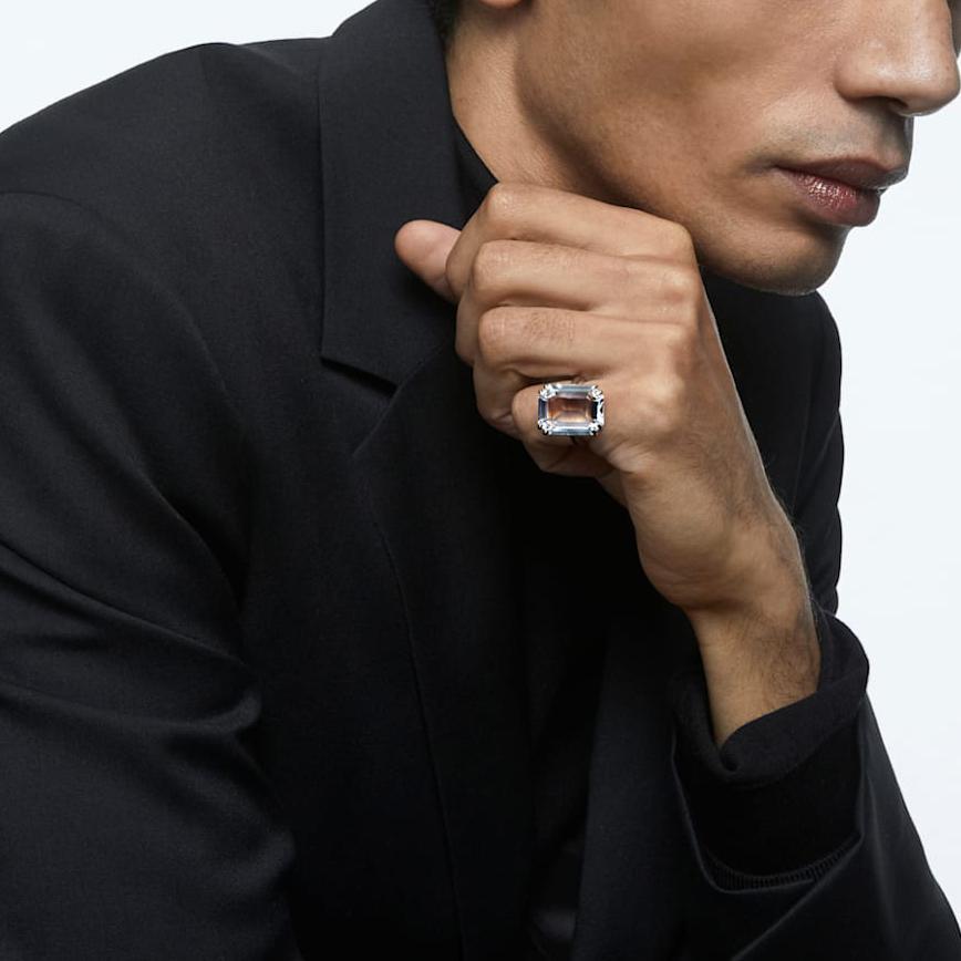 Swarovski Mesmera Cocktail Minimalist Fashion Square Diamond Ring Women Rings Silver 5600855