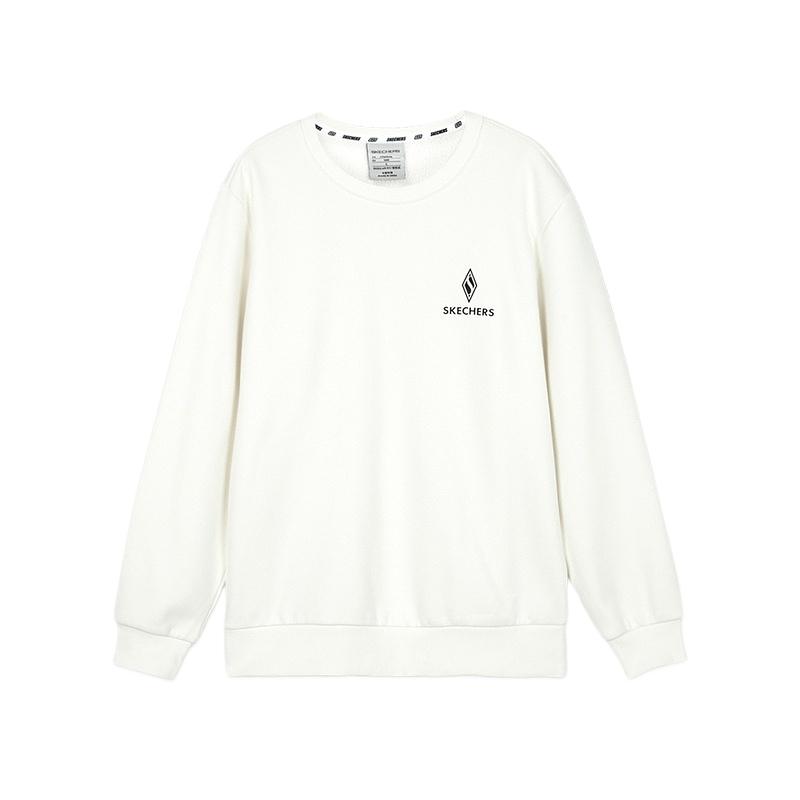 Skechers Fashionable Versatile Trendy Round Neck Sweatshirt Unisex tops Cotton-Candy-White L423U166-0074