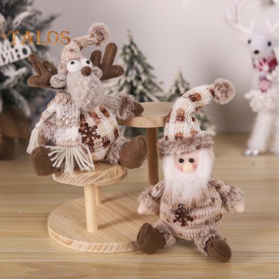 Christmas Doll Plush Knitted Snowman Elk Santa Doll Toy Soft Sitting Christmas Figure Desktop Decor Stuffed Holiday Pillow for Window Bookshelf