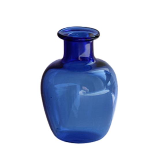Miniature Vase, Tiny Blue Glass Vase, Small Flower Holder, Cute Mini Vase for Miniature Houses DIY Refrigerator Magnets (Magnets Not Included)